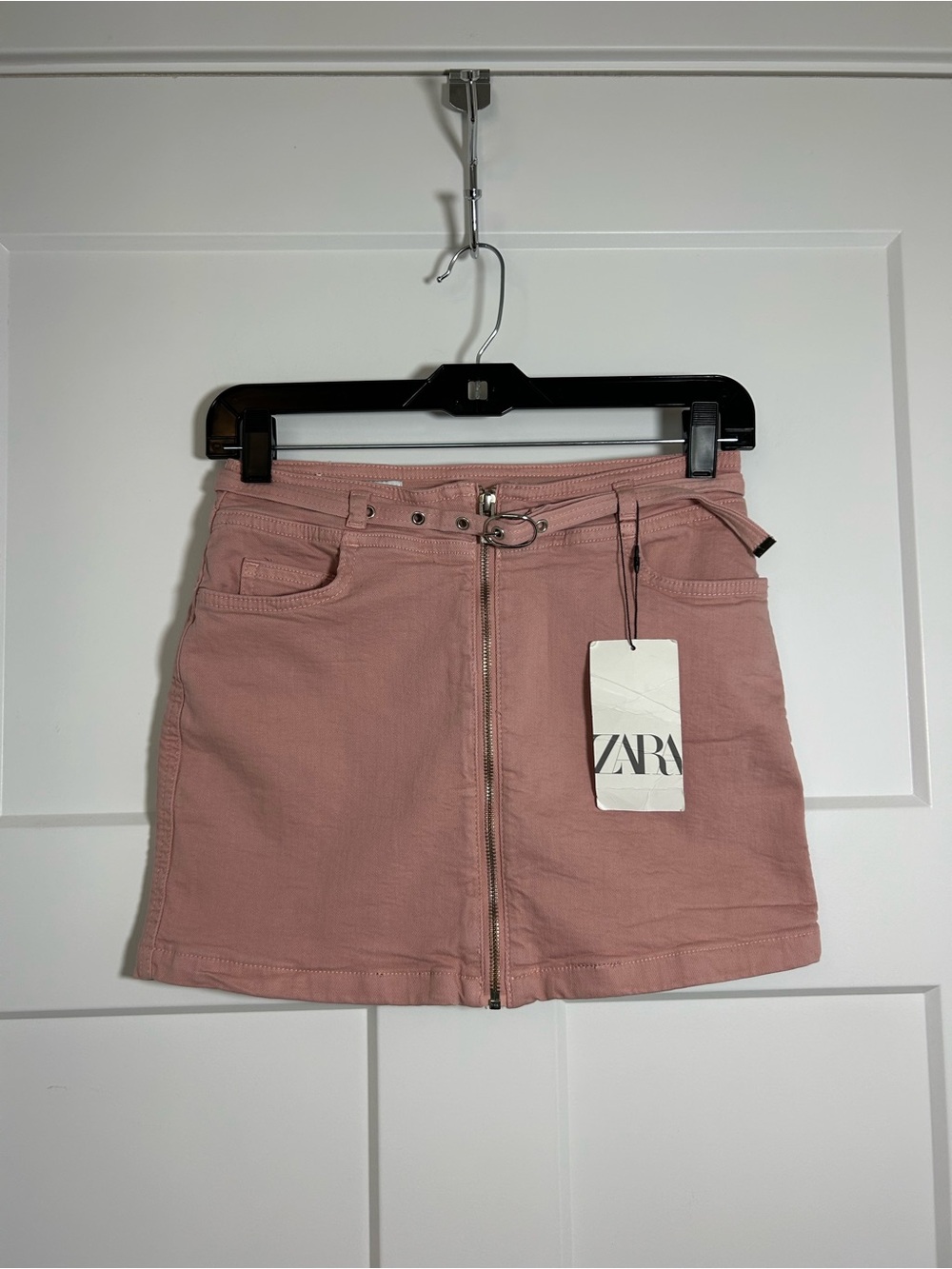 ZARA Dusty Rose Zip-Front Mini Skirt